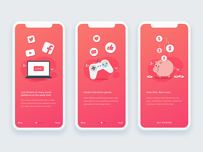 onboarding app clean design facebook icon illustration onboarding ui ux youtube