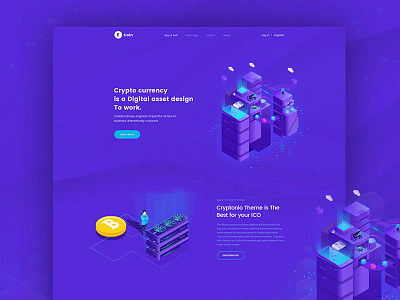 Ico Crypto Landing Page bitcoin bitcoin services coin coins crypto crypto currency cryptocoin currency design ico illustration interface isomatric landing page page token ui uidesign web webdesign