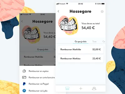 Tricount redesign payment design illustration interaction tricount ui design ux design