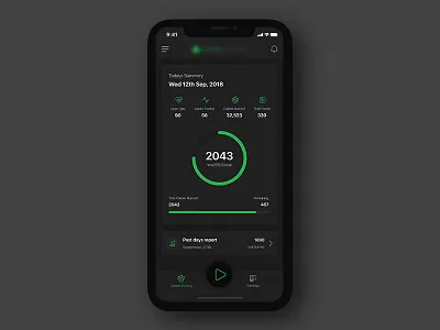 Fitness App app design dark fitness app fitness tracker green gym health illustration ios ui designer ui ux ux designer