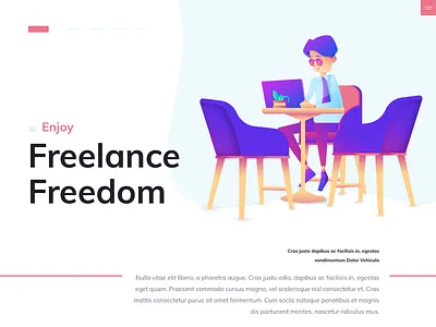 Freelance curved design flat freelance hero illustration typogaphy
