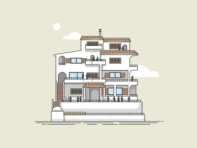 Villa Life blues colour dribbble flat friends holiday hot icon illustration memories portugal shot stroke summer travel vector vibes villa