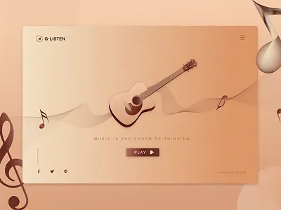 The guitar art brand illustration listening music player the guitar ui web design