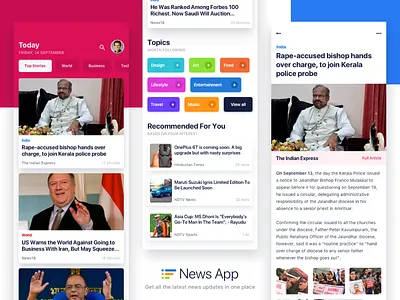News Mobile App Design for iPhone app blog ios iphone x landing page mobile mobile app news news app news feed news site typography ui design ui ux user interface web website