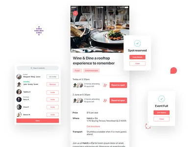 Event details app attending details event event app invite real work rsvp ui ux waitlist