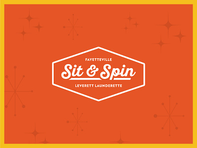 Sit & Spin arkansas fayetteville hamburger laundromat logo midcentury re brand restaurant retro script seal vintage
