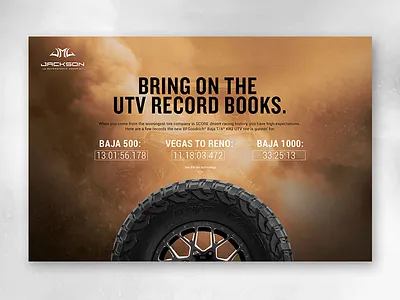 BFGoodrich UTV Tire Launch advertising baja bfgoodrich desert event launch page michelin motorsports product racing tires ui uidesign utv ux ux design web webdesign