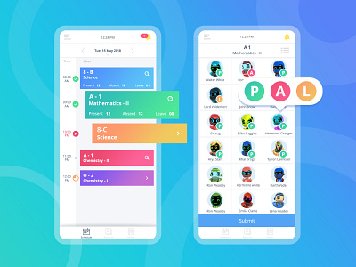 inClass Attendance App app attendance attendance app galxyz mobile ui design schedule teachers ui ui design