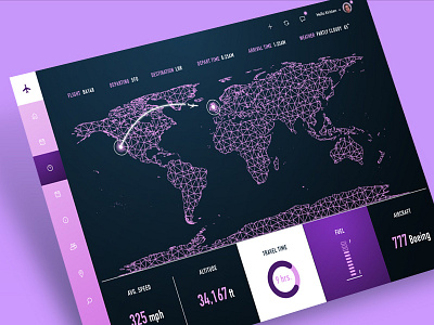 Flight Status Interface airplane app clean dark dashboard data interface menu minimal modern sketch ui ux web web design