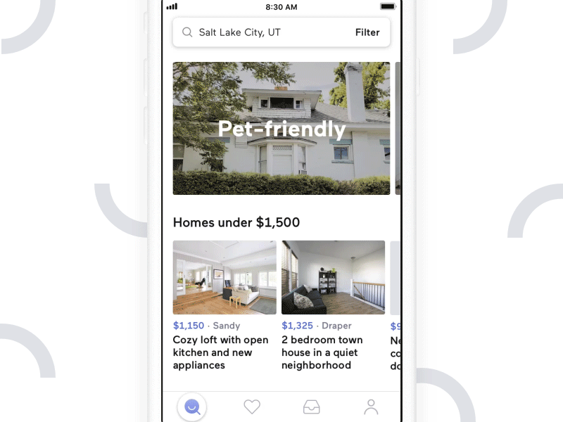 Switch Workflow animation apartment app gif ios minimal rent study ui