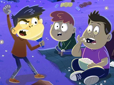 Scary Story backyard bigfoot camping children book illustration children books illustration kidlit kidlitart monster night scary story summer summer camp