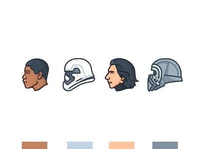 Finn & Kylo Ren bb8 c3po chewbacca darth maul darth vader deffend design droid emoji set face icons illustration k 2so kylo mask porg r2d2 star wars stormtrooper yoda