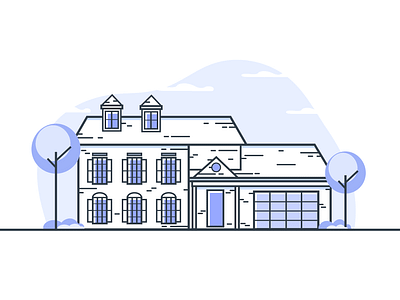 House house line art line illustration tree