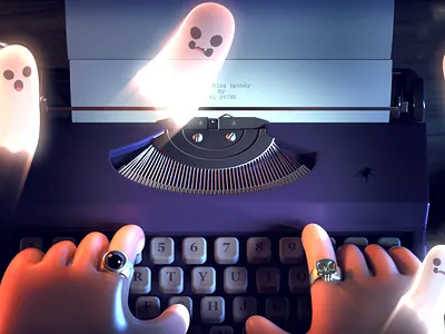 R.L. Stine Illustration 3d cg cobwebs ghosts halloween halloween bash maya redshift render
