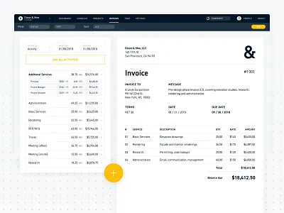 Monograph Invoicing Dashboard billing dashboard interface invoicing product design ui ux web