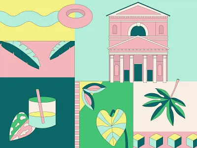 Italy architechture design flat icon illustration pattern pattern design plants summer vector