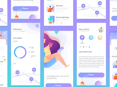 some pages app of Knowledge sharing app colors graphic homepage illustration illustrations ui ux vector