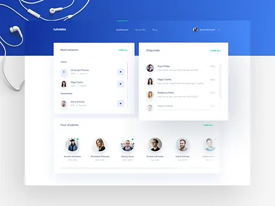 Tutolabs Dashboard blue cards clean dashboard gradient green interface layout learning minimal tutoring ui ux web
