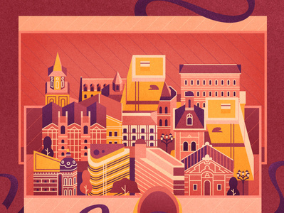 Madrid box city decorative illustration madrid magazine shoe town vector