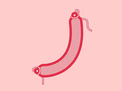 Sausage food food illustration halftone illustration leeds pink sausage