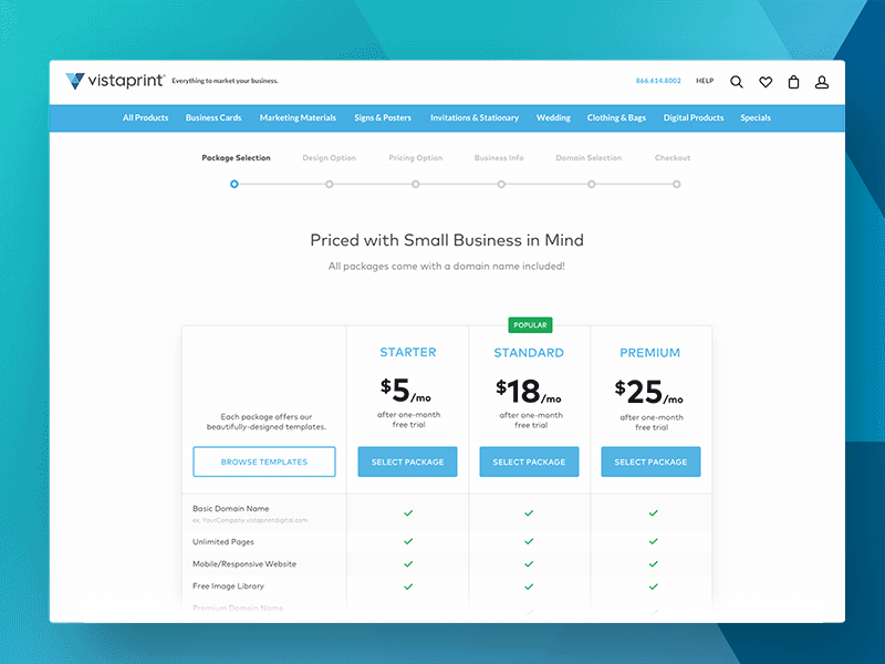Purchase flow for Vistaprint Digital animation design desktop flow gif pricing grid prototype user interface vistaprint webdesign