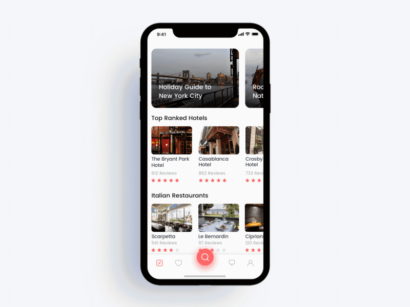 HORECA App Concept Animation advisor animation app booking concept discount guide ios iphone iphone x iphone xr iphone xs motion restaurant review store transition trip ui ux