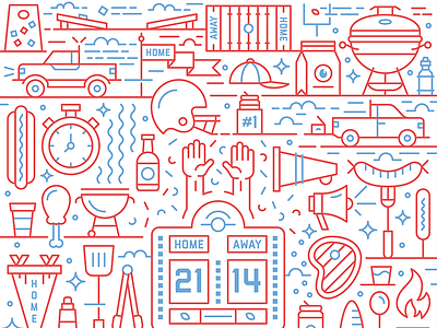 National Tailgate Weekend Pattern bbq beer football illustration monoline national pattern tailgate weekend