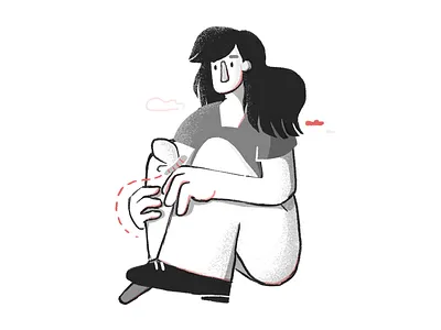 Sitting 2d 3 color big hands butterfly character design digital doodle illustration kyle brushes outside photoshop sketch texture woman