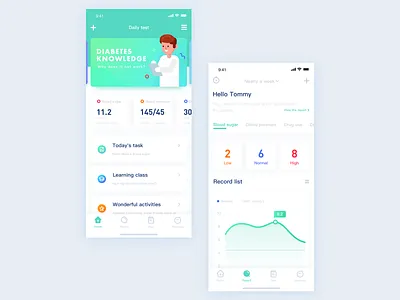 Application of diabetes health management administration app design diabetes healthy interface ui