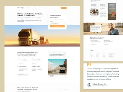 Transport- Homepage agency interface landing landing page shipment shipping container transport transportation transports truck ui website