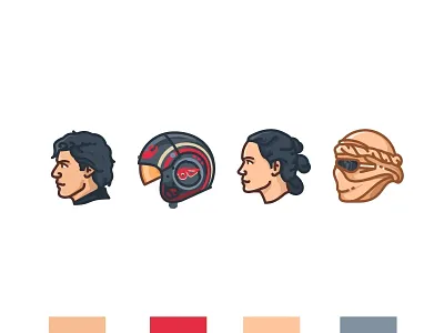 Poe & Rey bb8 c3po chewbacca darth maul darth vader droid emoji set face icons illustration k 2so kylo mask poe porg r2d2 rey star wars stormtrooper yoda