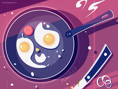 Frying Tonight 2d 2d art 2d design cooker cooking design eggs flat design frying frying pan graphics hob illustration illustration art illustrator illustrator art orthographic vector