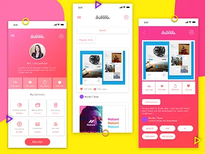 Dribbble app app design dribbble app ios typography ui ux