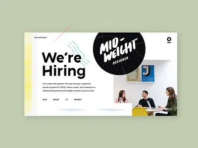 We're hiring! bristol designer hiring landing mid weight orca ux website