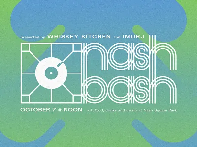 Nash Bash block party branding funky gig groovy hip hop lettering music party raleigh retro turntable