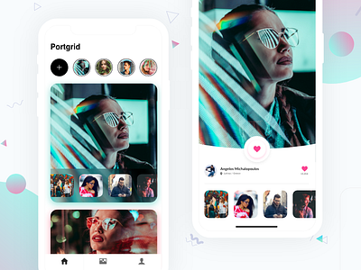 Portgrid - Photo App app colors design dribbble instagram interface ios minimal portfolio socialmedia socialnetwork ui ux