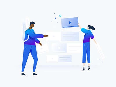 Highlight Reel collaborate empty state gradient illustration people reel user testing video