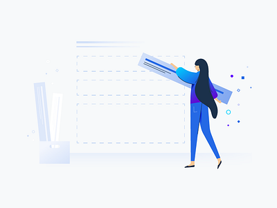 Build Your Test build character empty state gradient illustration product woman