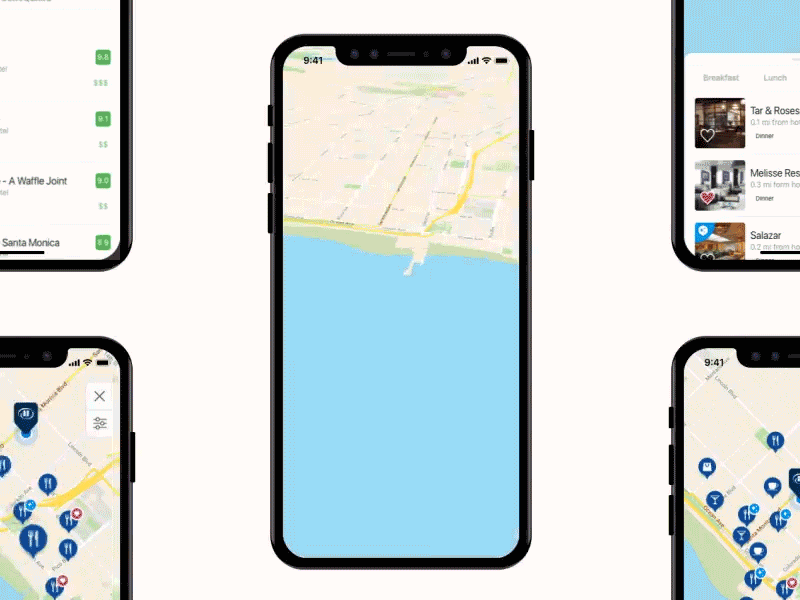 Explore by Hilton Honors animation app design explore hilton ios map resturant ui