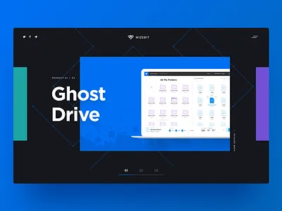 Wizebit website blockchain dashboard infographic chart files ghost drive landing page security wizebit