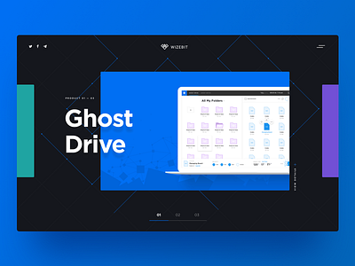 Wizebit website blockchain dashboard infographic chart files ghost drive landing page security wizebit
