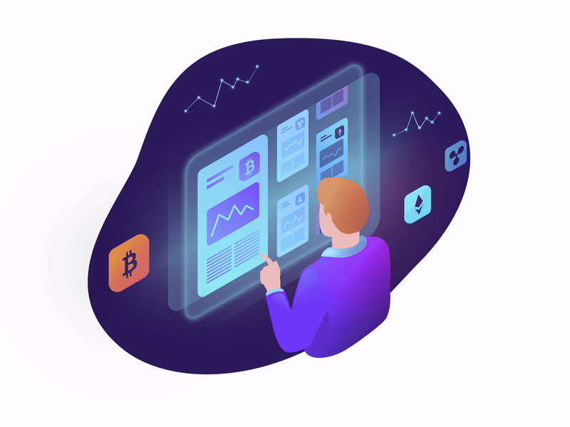 User Explore Animation animation bitcoin crypto cryptocurrency exchange explore ico isometric maise motion user wallet