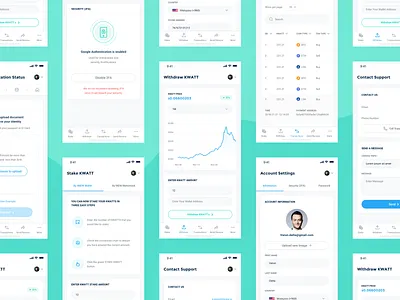 4NEW Application 4new application design chart view price crypto mining application green environment blockchain mobile app interface price chart trading staking cryptocoin transaction list view ui ux user experience user interface