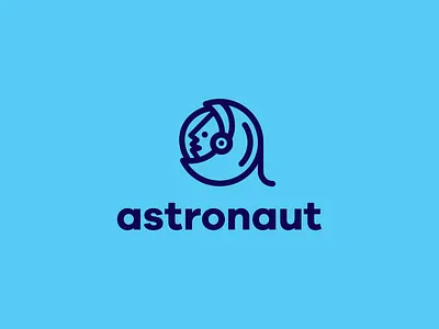Astronaut Logo Design astronaut blue blue logo branding clever logo cosmos creative creative identity design icon identity illustration logo logo design logo designer logo icon logotype smart logo smart logos space