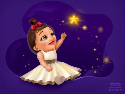 My girl Have Its Owen Dream By Taro baby bubble character child cloud colorful cute digital art dream figure gif girl illustration kid mascot mograph night princess purple star