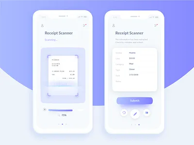 Automated Hack #15 - Automated Receipt Scanner app automation challenge clean daily gradient menu mobile ocr purple receipt ui ux