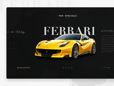 Homepage design for Welten Exotics car rental app auto black car car rent debuts design exotic ferrari flat interface rental simple site speed super ui ux web website