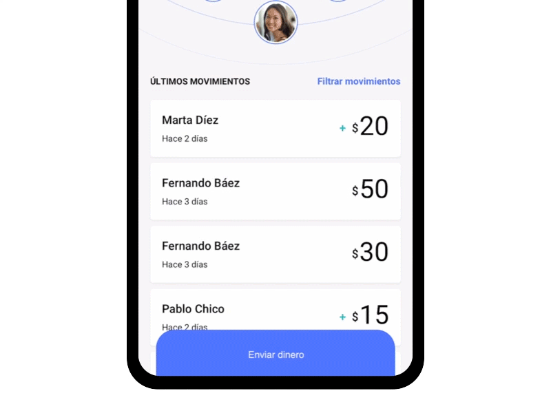 Bank app bank gif interaction minimal money principle send money ux