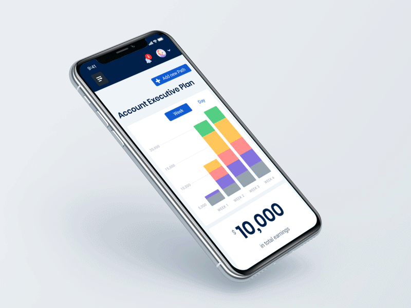 Mobile Compensation Tracking animation commission interaction interface metrics mobile sales