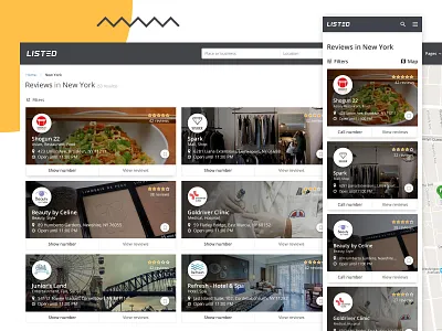 Listed - Searchpage companies design listed listing listing directory map view places psd template searchpage uiux web design